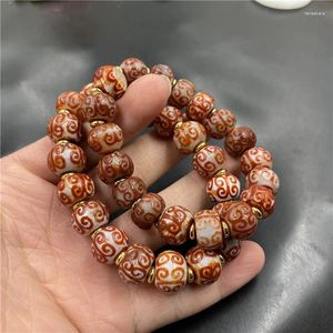 STRAND ACHTER PATROON OUDE AGATE BRACELBELD Heren Tibet -kralen