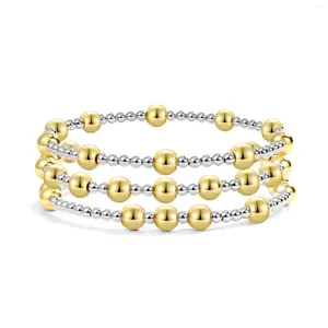 STRAND BADU 3PCS/SET GOUD ZILVEREN Kleur Gemengde kralen Bracelet voor vrouwen Unieke elastische bal kralen kettinggeschenken sieraden