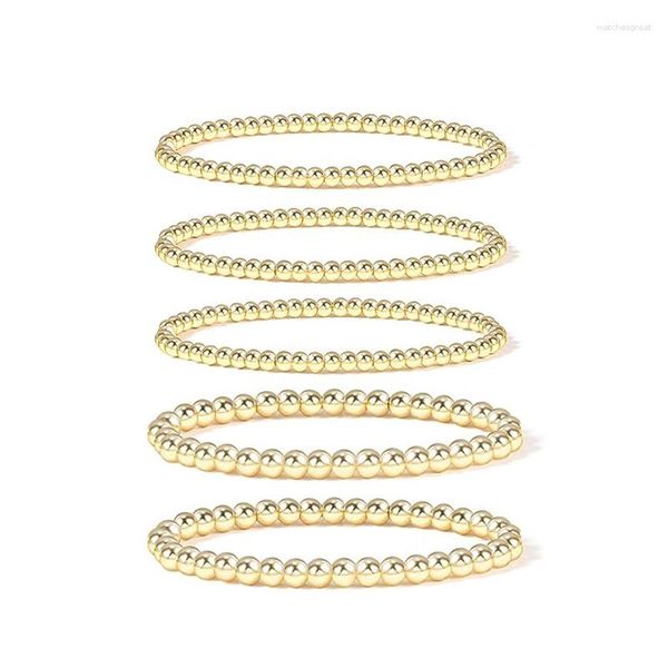 Strand Badu – Bracelet de perles en or pour femmes, boule plaquée 14K, extensible, élastique, bijoux à la mode, cadeaux