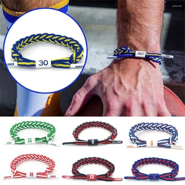 Bracelet tressé en corde à main étoile de basket-ball, Bracelet de sport tressé pour hommes et femmes, cadeau pour Fans à collectionner