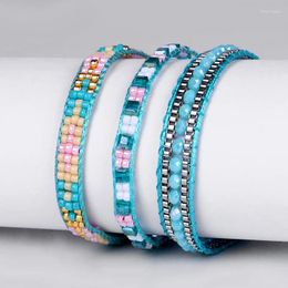 Strand kralen armband kristal kleur hand breien meerlaags ontwerp Bohemen verstelbaar getij eenvoudige rijstkralenset