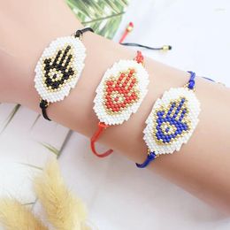 Pulsera De Cuentas Tejida A Mano Moda Originalidad Versátil Palma De Fátima Simplicidad Bohemia Bola De Arroz Unisex