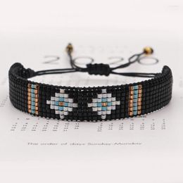 Bracelet perlé brin tissé à la main simplicité réglable polyvalent Nation graphique mode bohême unisexe boule de riz