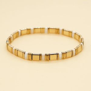 Strand kralen armband stretch vintage minimalistische veelzijdige handgeweven Boheemse goudbotsing kleuren rijstkraal