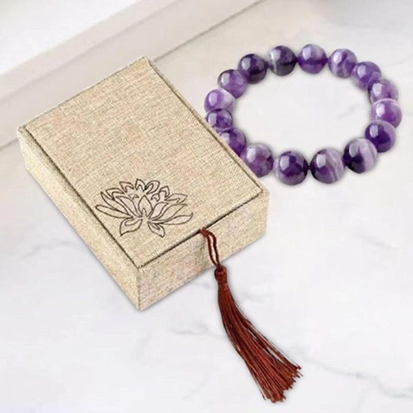 Pulsera con cuentas, elegante pulsera hecha a mano con cadena de bolas, color morado para mujeres, hombres, regalos de cumpleaños para el día de la madre, esposa y niñas