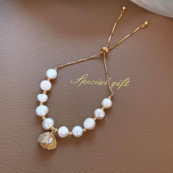 Strand Perles Brins 2 Sortes De Style De Mode Bracelet Opale Perle Chaîne Shell Pendentif En Métal Dames Bracelets Pour Accessoires De Banquet