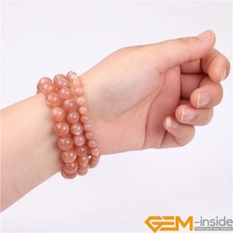 Strand Beaded Strands 6mm 8mm 10mm Real Natural Orange Sunstone Stretch hecho a mano Chakra Beads pulseras para mujeres curación fabricación de joyas