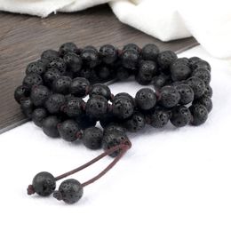 STRAND kralen strengen 8mm natuurlijke lava stenen armband charme 80 kralen ketting handgemaakte elastische touw genezende yoga bangle sieraden voor vriend