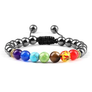 Strand kralen strengen 8mm natuursteen tijger eye 7 chakra reiki gebedstakbanden handgemaakte gevlochten hematietballijen vrouwen mannen sieraden