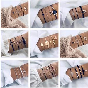 Strand kralen strengen boho armband sets voor vrouwen hart shell ster moon boog pijl maart kristallen kralen bedel armbanden set bohemian mode