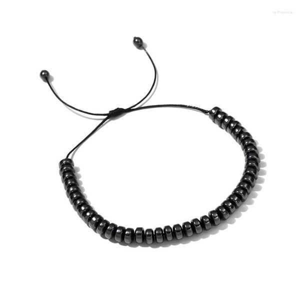 Pulsera con dijes de hebras con cuentas para hombres y mujeres, cuentas de piedra de hematita negra de 5mm, joyería elástica para el cuidado de la salud, regalo para amantes Rodn22