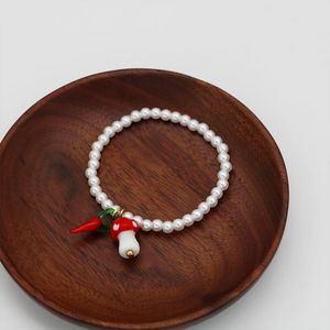 Strand Perles Brins Mignon Acrylique Perle Bracelet Pour Femmes Verre Chili Champignon Réglable Délicat Mode Tendance Bijoux 2023 A068Beaded