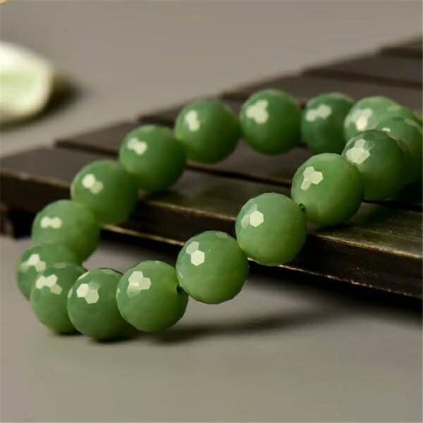 Strand Beaded Strands Full Green Jasper Round Bead Bracelet Hetian Jade Russian BraceletBeaded