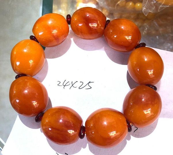 Brins de perles de brin hoo 24x25 mm belle balte rouge ambrée vieille bracelet de tambour de cire d'abeille kent22