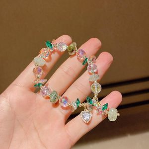 Strand Beaded Strands Irregular Prehnite Bracelet Set With Love Heart Zircon Crystal Pendant Bracelets On Hand Jewelry For Women Amitié