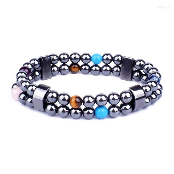 Brin Perlé Brins Magnétique Double Hématite Bracelets Hommes Nature Pierre Soins De Santé Femmes Énergie Naturelle Bracelet Bijoux Inte22