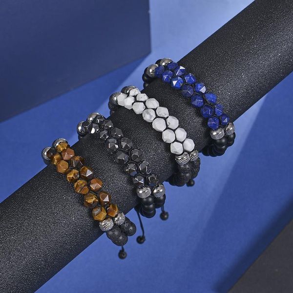 Strand Beaded Strands Pulseras magnéticas de hematita Hombres Cuenta de piedra de ojo de tigre Pareja para mujeres Imán de cuidado de la salud Ayuda a perder peso