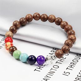 Brin Perlé Brins Hommes Perles En Bois Naturel Bracelets Onyx Méditation Perle De Prière 7 Chakra Bracelets Femmes En Bois Yoga Bijoux Pulseira