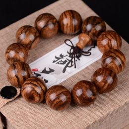 Strand Beaded Strands Natural Eaglewood Bracelets 18mm / 20mm Tiger Stripes Perles Bracelet Bouddha En Bois Pour Hommes Ou Femmes JewelryBeaded