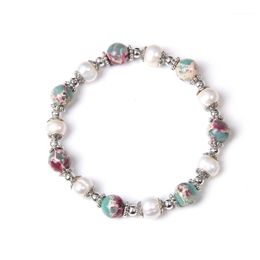 Strand Beaded Strands Natural Pearl Charm Stone Bracelet para mujer Pink Crystal Quartz Beads joyería femenina Gift1