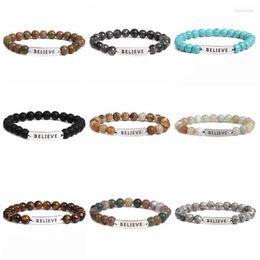 Brin Perlé Brins Naturel Pierre Semi-précieuse Bracelet Turquoise Agate Volcanique Croyez Lettre Amoureux Corde À La Main En Gros Raym22