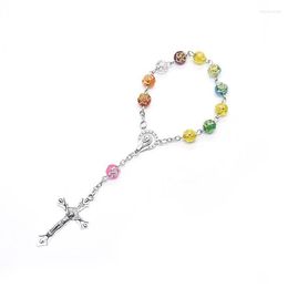 Strand Beaded Strands Religieux Multicolore Chapelet Perles Bracelet Pour Femmes Christ Jésus Vierge Marie Pendentif Catholique Baptême Prière Bijoux