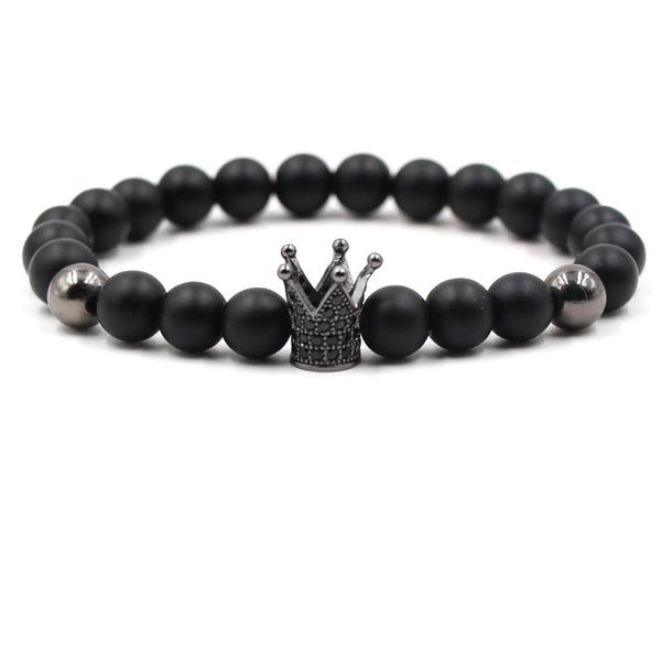 Hebras con cuentas, pulsera de explosión de deseo, corona de circonio con microincrustaciones, piedra esmerilada negra de 8M, moda para hombres y mujeres