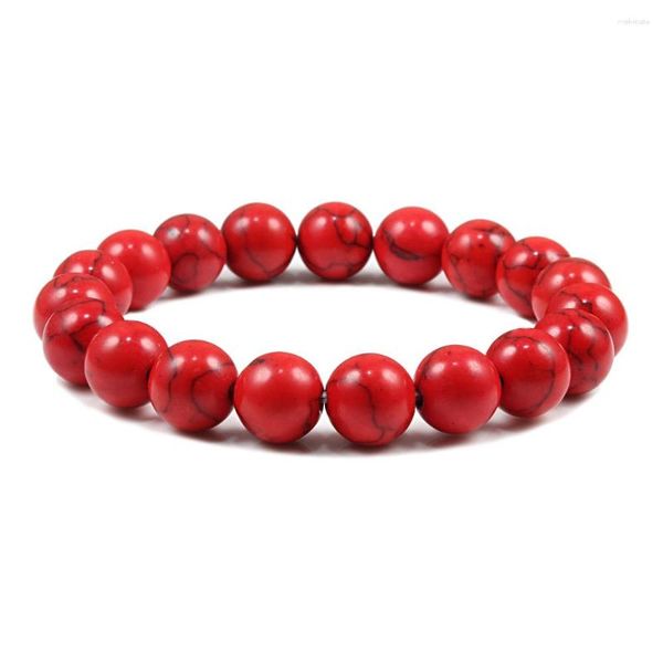 Brin BEAUCHAMP 1 Bracelet extensible couleur rouge cordon élastique pierre naturelle Turquoise Howlite bijoux extensible 6-8-10-12mm