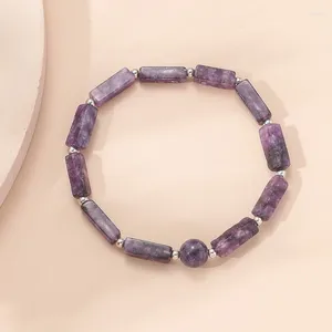 Bracelet de perles en pierre naturelle violette pour femmes, beau brin, tendance, fait à la main, extensible, réglable, bijoux d'énergie de guérison de Yoga