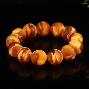 Strand cire d'abeille Antique russe pierre brute fleur vieux miel cire main chaîne ambre givré rond perle Bracelet pour hommes