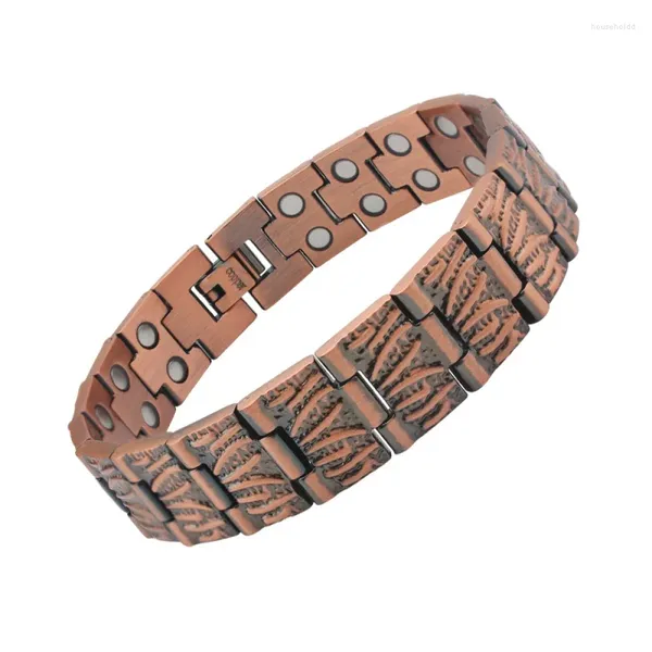 Strand Befoshinn Casual Hombres Pulsera Doble Fila Cobre Puro Ion Negativo Energía Saludable Magnético Moda Para