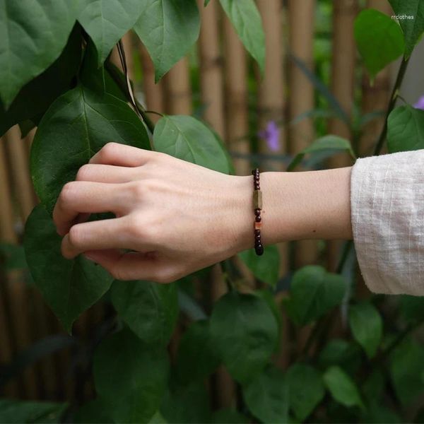 Strand Benmingnian Xiaoye-cadenas artísticas masculinas y femeninas de sándalo púrpura, pulsera de pareja de cuentas de Buda de piedra Picasso