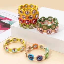 Strand BEUTIFOR Trendy Boheemse Kristallen Armband Voor Vrouwen Emaille Matte Elastische Bangle Mode-sieraden Accessoires
