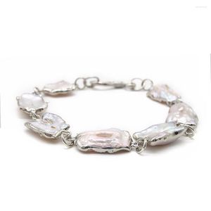 Strand Big Barokke Pearl Bracelet Fashion Women Hight Light White Jewelry PB022