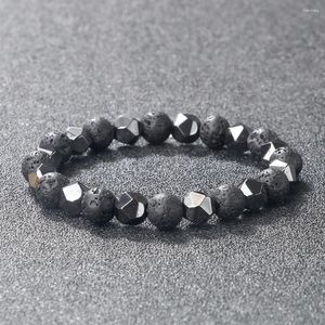 Strand Black Lava Irrégulier Hématite Bracelets Hommes 8mm Pierre Naturelle Soins De Santé Magnétique Femmes Bijoux Charmes Pulseras Cadeaux