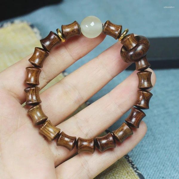 Petit Bracelet en bois de poire noir et bambou, petit Bracelet avec perles de bouddha en bois de santal pour hommes et femmes, culturel et ludique