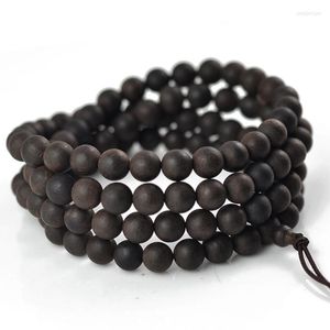 Bracelets d'encens de sable noir brin 108 perles de bouddha chapelet Bracelet éviers d'eau pas de cire épaisse bijoux de chaîne de main en bois d'origine