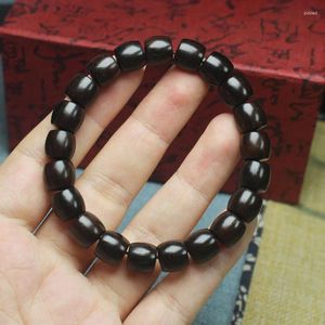 Pulsera de cuentas de manzana de sándalo negro para hombre y mujer, pulsera de corte redondo y recto, papelería, cuentas de oración de madera minimalistas