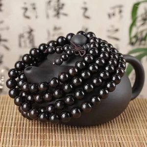 Bracelet en bois de santal noir, 108 perles bouddhistes, violet clair, pour hommes et femmes, bois d'agar, ébène, Couple