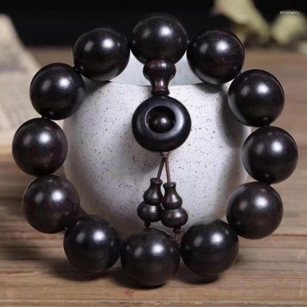 Bracelets en bois de santal noir, perles de bouddha légères, violet ébène, parfum culturel et ludique en bois