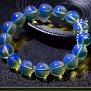 Bracelet en ambre bleu pour hommes et femmes, pierres précieuses de guérison, bijoux fins, perles d'ambre de la baltique, bracelets élastiques