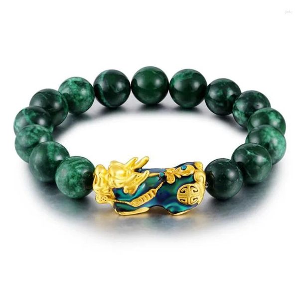 Pulsera Pixiu que cambia de Color de ágata verde esmeralda de Jade azul, accesorios de moda y versátiles