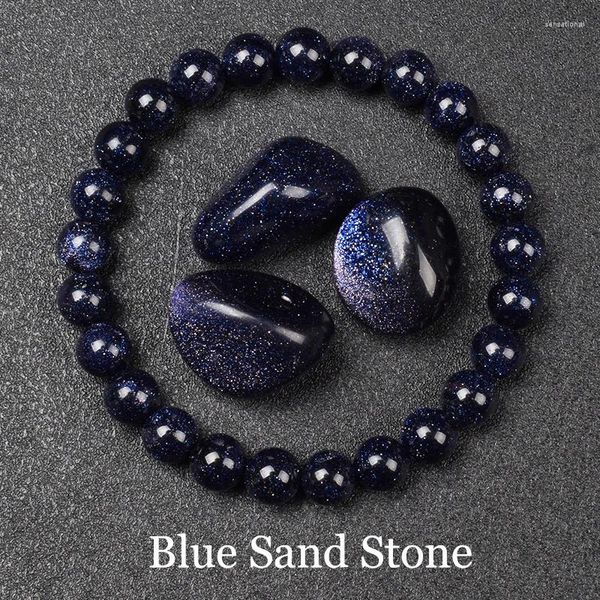 Bracelet des perles de grès bleu brin pour femmes hommes étoiles ciel radiance de sable corde élastique