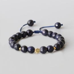 STRAND BLAUWE SANDSTONE KRAMEN KRIJGTE ZEXAGON CHARM Verstelbare armband voor vrouwen yoga chakra spirituele meditatie groothandel