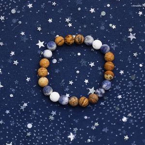 Strand Blauwe Sodaliet Power Bead Crystal Armband Healing Lava Sieraden Voor Vrouwen Mannen Kalmerende Gift