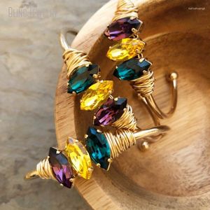 Strand BM45869 Mardi Gras Arm Candy Sassy Purple Crystal Gold Plated Brazalete para mujer Wire Wrapped Bracelet Cuff