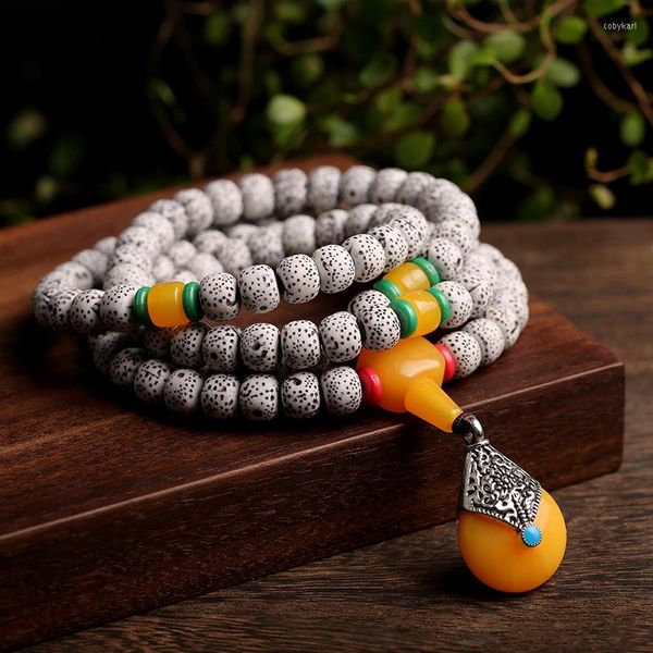 Strand Bodhi Buddha Bead Bracelet 108 Star Moon Cadena de mano Pulseras para hombre Regalo Joyería para mujer Recuerdo budista