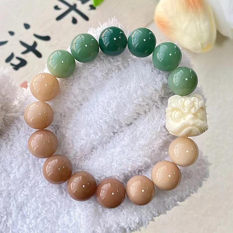 Hebra de raíz de Bodhi, amuleto de loto de Calcedonia, piedra de Jade Natural para mujer, cuentas de Buda de energía de oración, accesorios de joyería