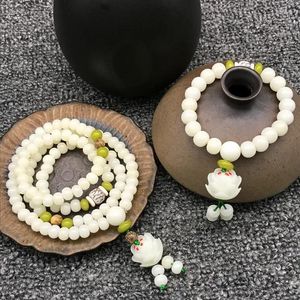 Strand Bodhi racine main chaîne 108 Lotus sculpté bouddhiste perles chapelet dame Bracelet accessoires artisanat en gros