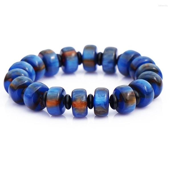 Strand Boeycjr 16 mm coloré du ciel étoilé Imitation Natural Stone Bracelet Resin Bouddha Perle pour hommes ou femmes